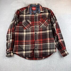 Coleman Plaid Flannel Button Up Shirt Mens Large Red Multi Color Cowboy